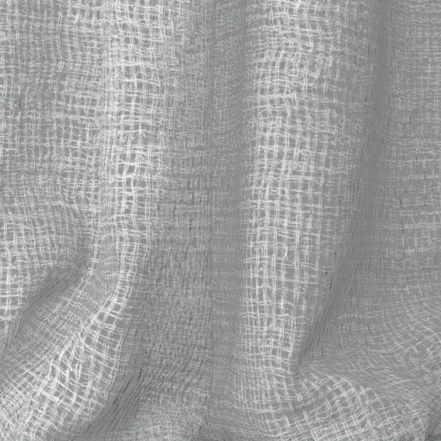 Photo of the fabric Kensho Silver swatch by Mokum. Use for Sheer Curtains. Style of Plain, Sheer