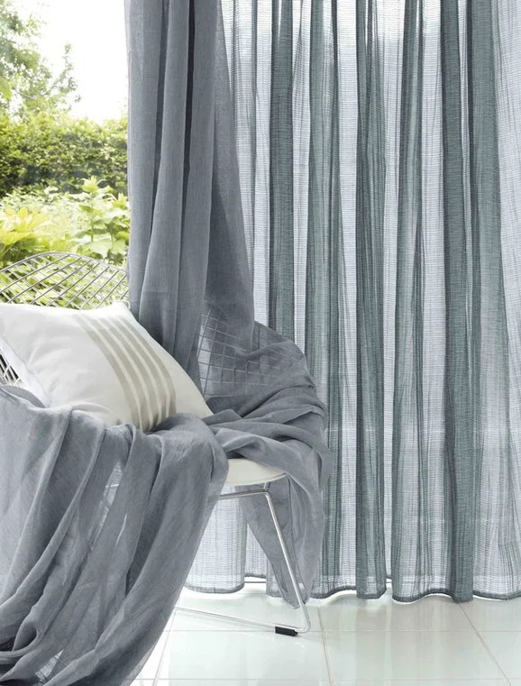 Photo of the fabric Hazy FR V3068 02 in situ by Villa Nova. Use for Sheer Curtains. Style of Plain, Sheer