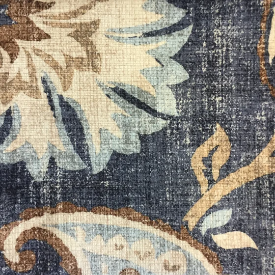 Photo of the fabric Sylvie Indigo swatch by Zepel. Use for Upholstery, Accessory. Style of Floral And Botannical