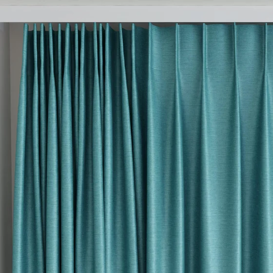 Photo of the fabric Provence Peacock swatch by James Dunlop Essentials. Use for Curtains, Upholstery, Accessory, Top of Bed. Style of Plain, Texture