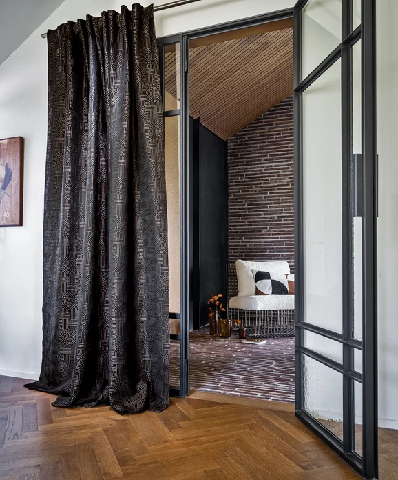 Photo of the fabric Mollino 4718 4718 0635 in situ by Casamance. Use for Curtains, Upholstery, Accessory. Style of Abstract, Texture