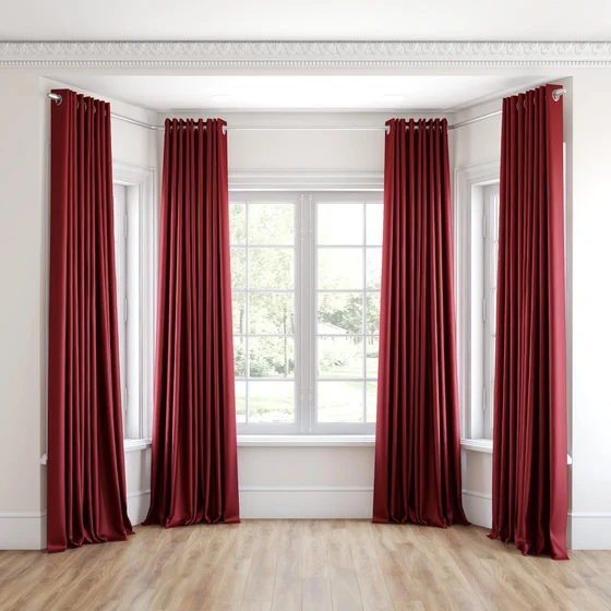 Photo of the fabric Stallion 2 Blackout Bordeaux swatch by James Dunlop Essentials. Use for Curtains. Style of Plain, Texture