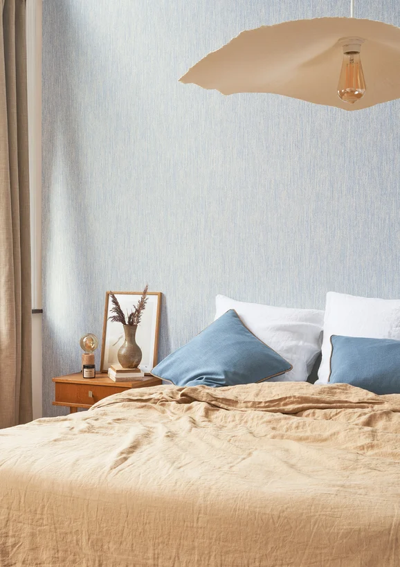 Photo of the fabric Voile De Lin Wallpaper 8754 8754 13 50 in situ by Casadeco. Use for Wall Covering. Style of Plain