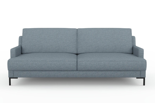 Photo of the fabric Grain Denim swatch by Mokum. Use for Upholstery, Accessory, Top of Bed. Style of Plain, Texture