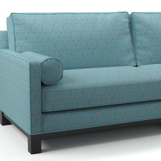 Photo of the fabric Tapa Aqua swatch by James Dunlop. Use for Upholstery, Accessory. Style of Geometric