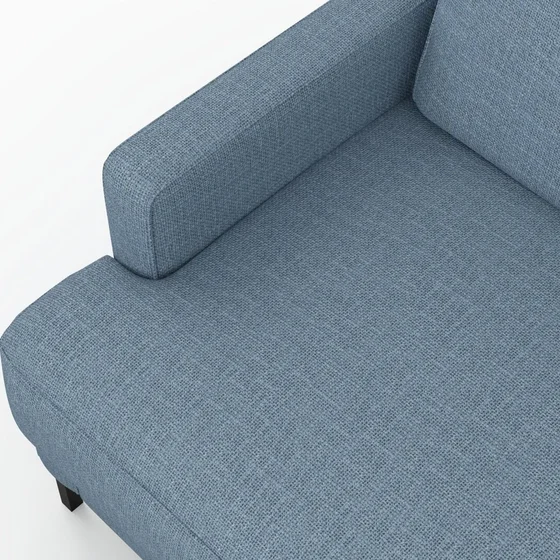 Photo of the fabric Pahi Sky swatch by Mokum. Use for Upholstery, Accessory. Style of Plain, Taffeta