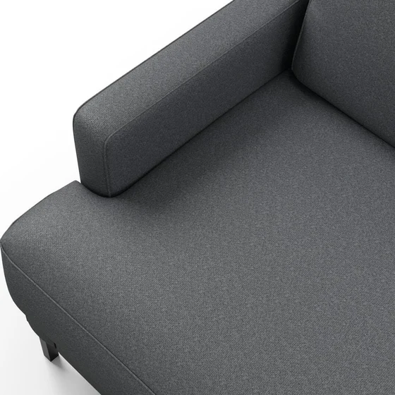 Photo of the fabric Como Slate swatch by Mokum. Use for Upholstery, Accessory. Style of Plain, Texture
