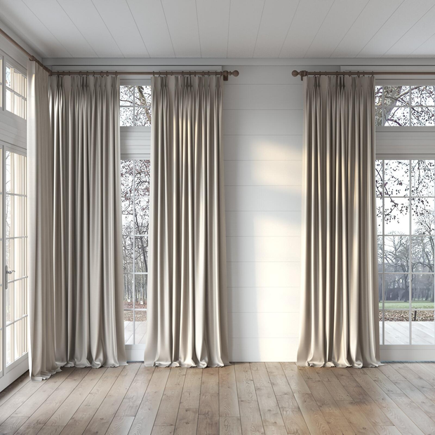 Photo of the fabric Stallion 2 Blackout Fawn swatch by James Dunlop Essentials. Use for Curtains. Style of Plain, Texture
