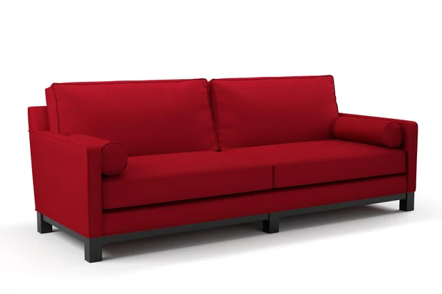 Photo of the fabric Braveheart Cardinal swatch by James Dunlop FibreGuard. Use for Upholstery, Accessory, Top of Bed. Style of Plain, Taffeta