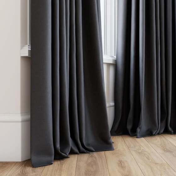 Photo of the fabric Urban Charcoal swatch by James Dunlop. Use for Curtains, Upholstery, Accessory. Style of Plain, Texture