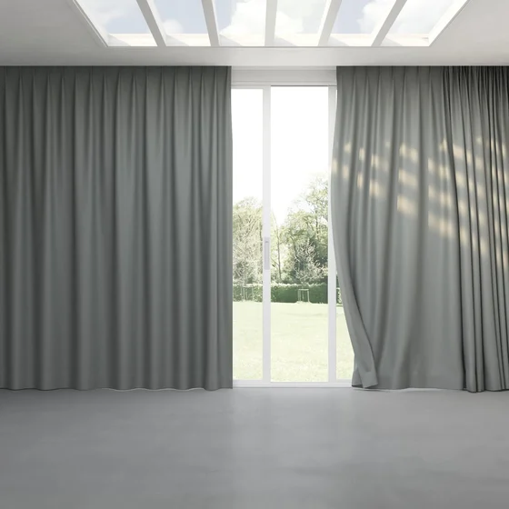 Photo of the fabric Infinite Celadon swatch by Mokum. Use for Curtains, Upholstery, Accessory, Top of Bed. Style of Plain, Texture