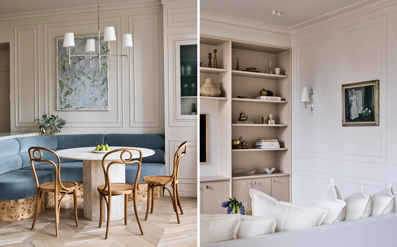 Banquette in Lech colour Sky by Zepel FibreGuard | Photographs by Tom Blachford