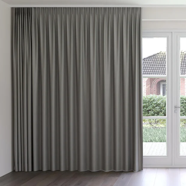 Photo of the fabric Banksia Slate swatch by James Dunlop. Use for Curtains, Accessory, Top of Bed. Style of Plain, Texture