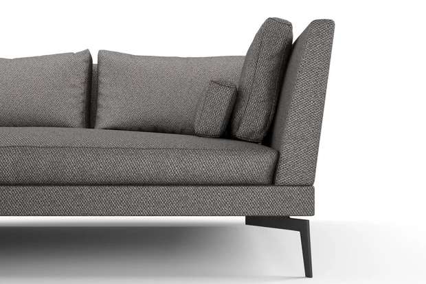 Photo of the fabric Ostuni Slate swatch by Mokum. Use for Upholstery, Accessory. Style of Plain, Texture