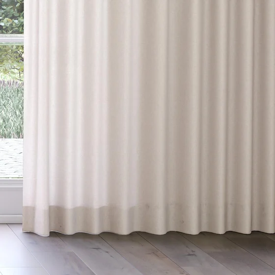 Photo of the fabric Envoy 2 Almond 320cm swatch by James Dunlop Essentials. Use for Curtains, Accessory, Top of Bed. Style of Plain, Texture