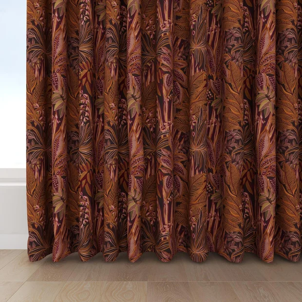 Photo of the fabric Jungle Room Muscat swatch by Catherine Martin by Mokum. Use for Curtains, Accessory. Style of Embroidery, Floral And Botannical