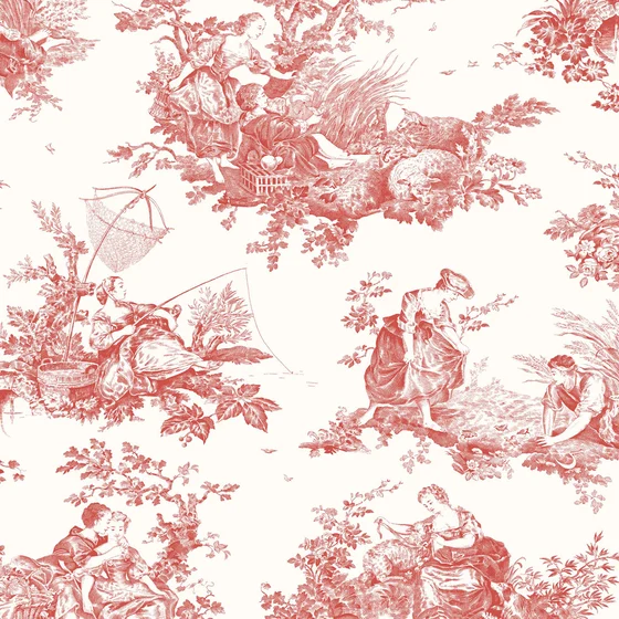 Photo of the fabric Scene D'Ete Wallpaper 8791 8791 82 01 swatch by Casadeco. Use for Wall Covering. Style of Floral And Botannical