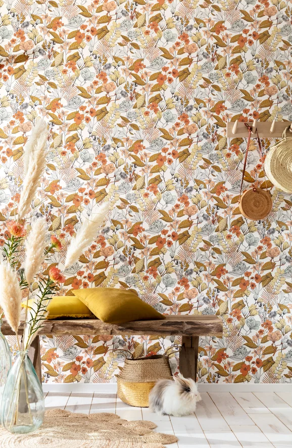 Photo of the fabric May Wallpaper 10185 72 41 in situ by James Dunlop. Use for Wall Covering. Style of Floral And Botannical