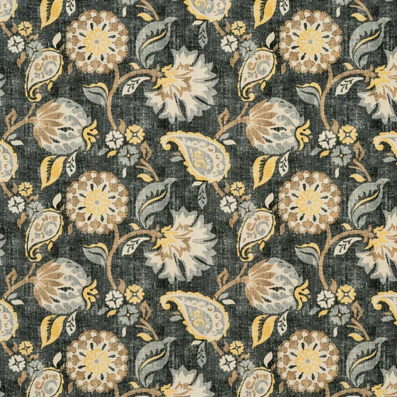 Photo of the fabric Sylvie Charcoal swatch by Zepel. Use for Upholstery, Accessory. Style of Floral And Botannical