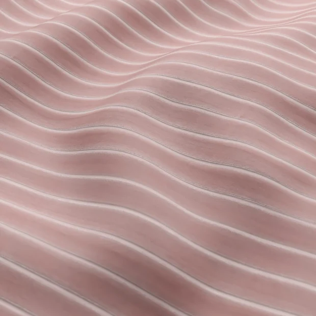 Photo of the fabric Cordial Petal swatch by Zepel FibreGuard. Use for Curtains, Upholstery, Accessory, Top of Bed. Style of Stripe, Velvet
