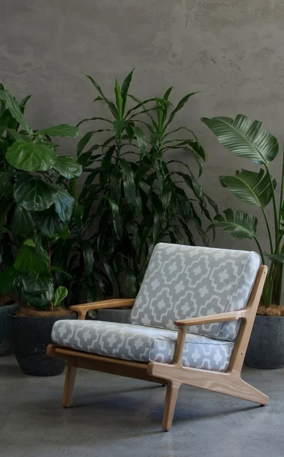 Photo of the fabric Nomadic Outdoor Seashore in situ by Mokum. Use for Upholstery, Accessory. Style of Geometric