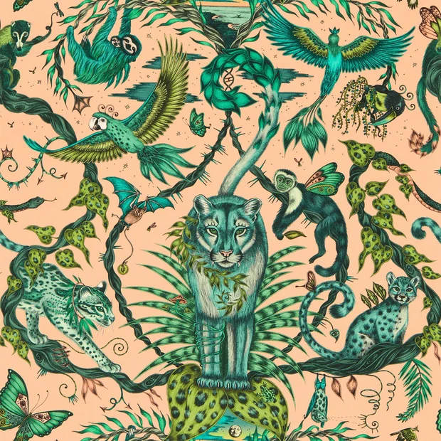Photo of the fabric Bosque Dreams Wallpaper W0213 4 swatch by Clarke & Clarke. Use for Wall Covering. Style of Animals And Birds, Uncoated Non-Woven