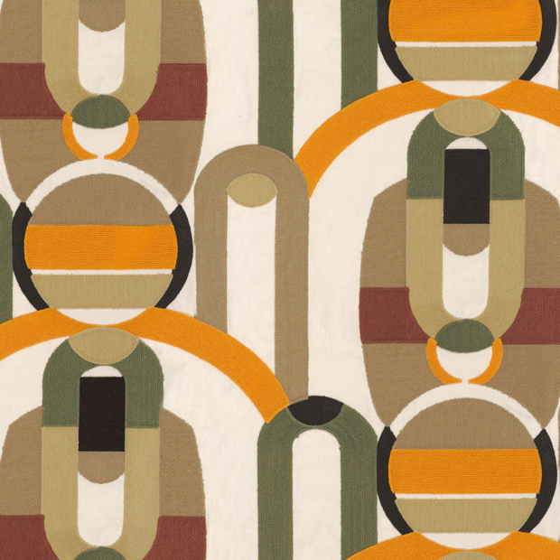 Photo of the fabric Cafe Society 1055 1055 0267 swatch by Casamance. Use for Curtains. Style of Embroidery, Geometric