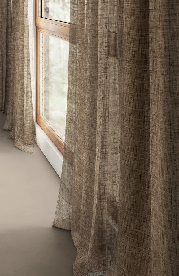 Photo of the fabric Zip Dune in situ by James Dunlop. Use for Sheer Curtains. Style of Plain, Sheer