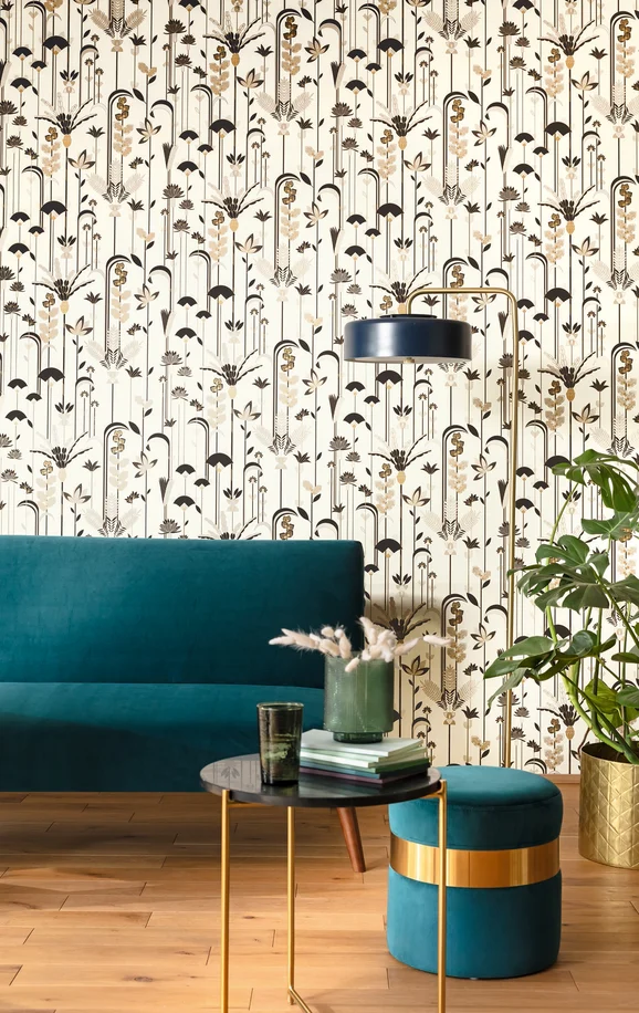 Photo of the fabric Ephemeral Wallpaper 10209 40 47 in situ by James Dunlop. Use for Wall Covering. Style of Floral And Botannical