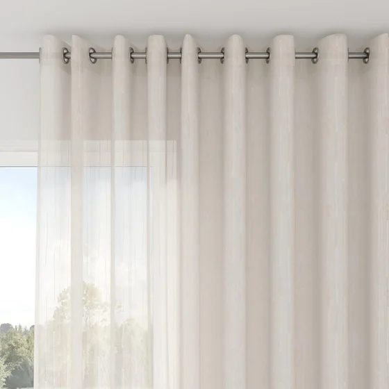 Photo of the fabric Salento Whitewash swatch by Mokum. Use for Curtains. Style of Jacquard, Stripe