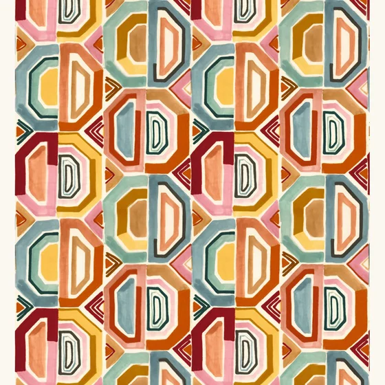 Photo of the fabric Mahlangu 4745 4745 0259 swatch by Casamance. Use for Curtains, Accessory. Style of Abstract, Embroidery