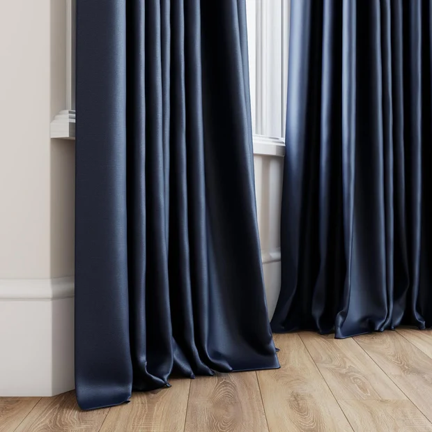 Photo of the fabric Stallion 2 UC Blue Night swatch by James Dunlop Essentials. Use for Curtains, Accessory. Style of Plain, Texture
