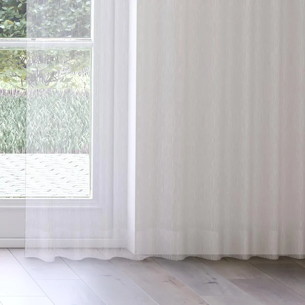 Photo of the fabric Makai (JDG) White Gold swatch by Mokum. Use for Sheer Curtains. Style of Plain, Sheer