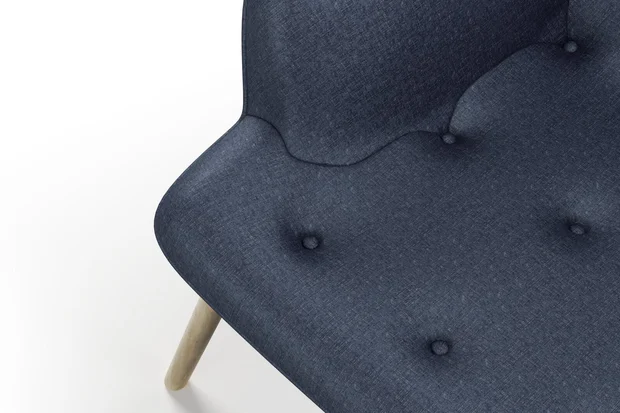 Photo of the fabric Poker Denim swatch by James Dunlop FibreGuard. Use for Upholstery, Accessory, Top of Bed. Style of Chenille, Plain