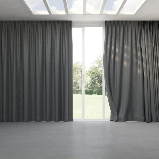 Photo of the fabric Velvelux Pewter swatch by Mokum FibreGuard. Use for Curtains, Upholstery, Accessory, Top of Bed. Style of Plain, Velvet