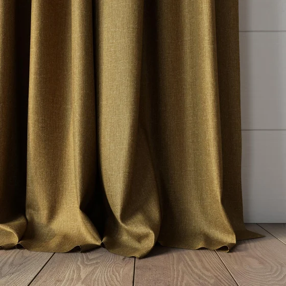 Photo of the fabric Banksia Ochre swatch by James Dunlop. Use for Curtains, Accessory, Top of Bed. Style of Plain, Texture