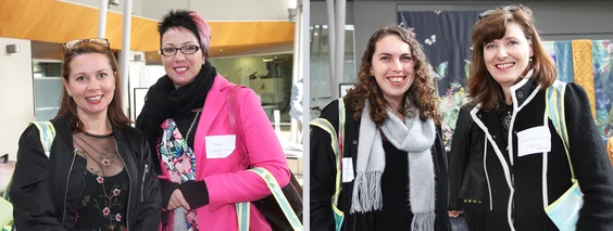 Left: Vanessa (Dress My Nest) and Debbie (Compose Interiors).Right: Tamara and Carol (Lewis's Home Fabrics).