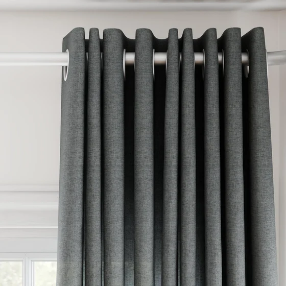 Photo of the fabric Envoy 2 Shadow 320cm swatch by James Dunlop Essentials. Use for Curtains, Accessory, Top of Bed. Style of Plain, Texture