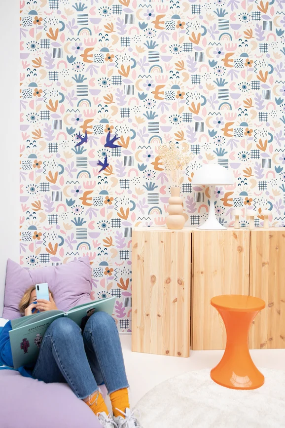 Photo of the fabric Feel Good Wallpaper 10328 40 04 in situ by James Dunlop. Use for Wall Covering. Style of Abstract