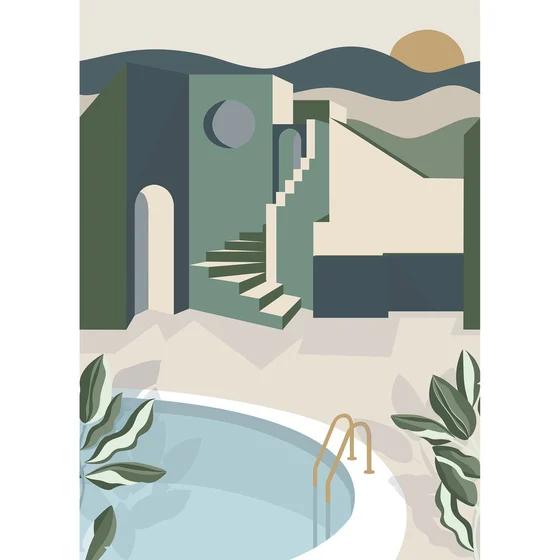 Photo of the fabric Archways Wallpanel 10214 60 75 swatch by James Dunlop. Use for Wall Covering, Wall Panel/Mural
