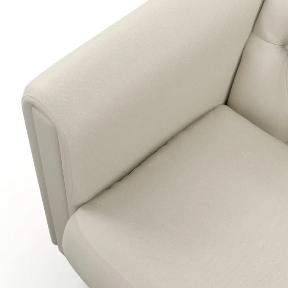 Photo of the fabric Sit Out Beige swatch by James Dunlop FibreGuard. Use for Upholstery, Accessory. Style of Plain, Taffeta