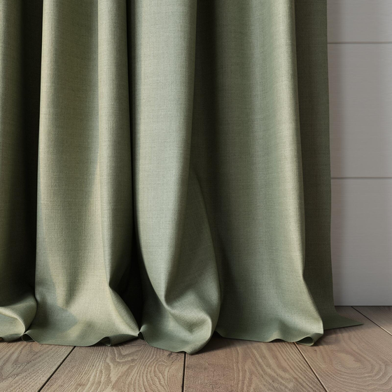 Photo of the fabric Keystone Sage swatch by James Dunlop FibreGuard. Use for Curtains, Upholstery, Accessory, Top of Bed. Style of Plain, Texture