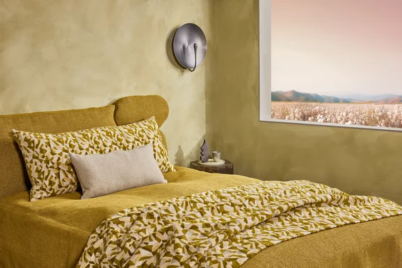 Photo of the fabric Arenite K5331 02 in situ by Kirkby Design. . Style of Chenille, Plain