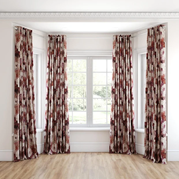 Photo of the fabric Victoria Garnet swatch by James Dunlop. Use for Curtains, Accessory. Style of Floral And Botannical, Print