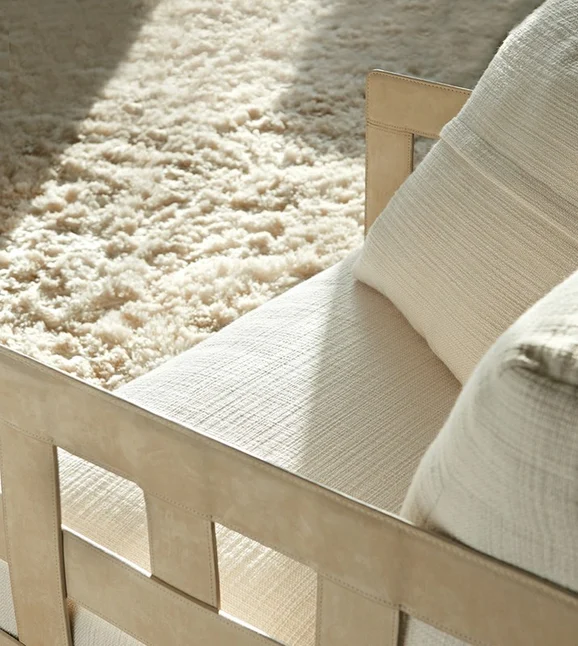 Photo of the fabric Bluff Z420 08 in situ by Zinc. Use for Curtains, Upholstery, Accessory. Style of Plain, Texture
