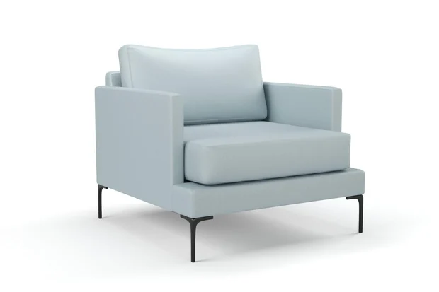 Photo of the fabric Como Powder Blue swatch by Mokum. Use for Upholstery, Accessory. Style of Plain, Texture