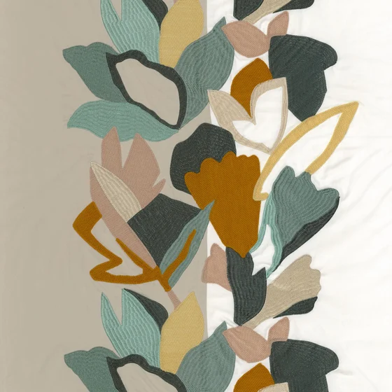 Photo of the fabric Xalapa 4507 4507 0112 swatch by Casamance. Use for Curtains, Accessory. Style of Embroidery, Floral And Botannical
