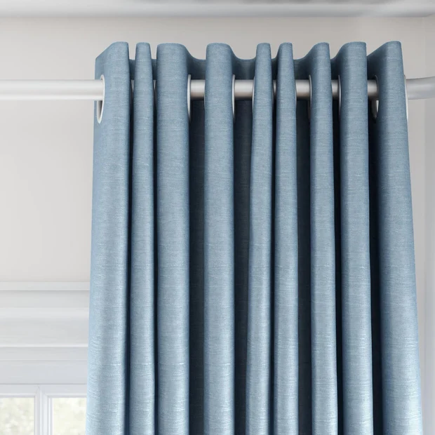 Photo of the fabric Provence Sky swatch by James Dunlop Essentials. Use for Curtains, Upholstery, Accessory, Top of Bed. Style of Plain, Texture