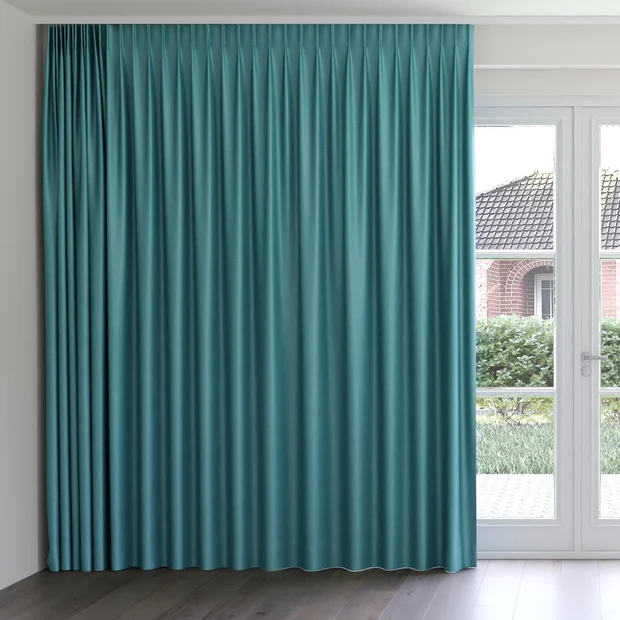 Photo of the fabric Provence Peacock swatch by James Dunlop Essentials. Use for Curtains, Upholstery, Accessory, Top of Bed. Style of Plain, Texture