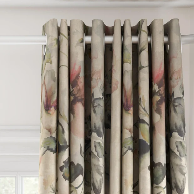 Photo of the fabric Leila Rosewood swatch by James Dunlop. Use for Curtains, Accessory. Style of Floral And Botannical, Print
